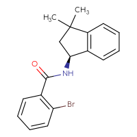 Chemical structure of 2-bromo-N-[(1S)-3,3-dimethyl-2,3-dihydro-1H-inden-1-yl]benzamide - CSSB21432530516