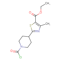 Chemical structure of ethyl 2-[1-(carbonochloridoyl)piperidin-4-yl]-4-methyl-1,3-thiazole-5-carboxylate - CSSB21224771847