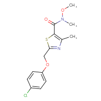 Chemical structure of 2-[(4-chlorophenoxy)methyl]-N-methoxy-N,4-dimethyl-1,3-thiazole-5-carboxamide - CSSB00104992020