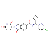 Chemical structure of N-[(S)-(5-chloropyridin-2-yl)(cyclobutyl)methyl]-2-[(3S)-2,6-dioxopiperidin-3-yl]-1-oxo-2,3-dihydro-1H-isoindole-5-carboxamide - CSSB14956298783