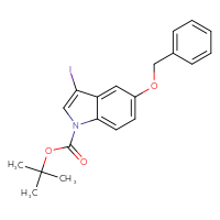Chemical structure of tert-butyl 5-(benzyloxy)-3-iodo-1H-indole-1-carboxylate - CSSB00010163212