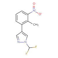 Chemical structure of 1-(difluoromethyl)-4-(2-methyl-3-nitrophenyl)-1H-pyrazole - CSSB09375085441