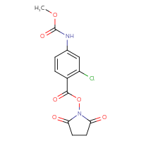 Chemical structure of 2,5-dioxopyrrolidin-1-yl 2-chloro-4-[(methoxycarbonyl)amino]benzoate - CSSB20270179837
