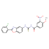 Chemical structure of 3-[2-(2-chlorophenyl)-1,3-benzoxazol-5-yl]-1-(4-methoxy-3-nitrobenzoyl)thiourea - CSSB00121706284
