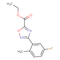 Chemical structure of ethyl 3-(5-fluoro-2-methylphenyl)-1,2,4-oxadiazole-5-carboxylate - CSSB00003402677