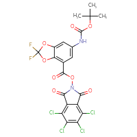 Chemical structure of 4,5,6,7-tetrachloro-1,3-dioxo-2,3-dihydro-1H-isoindol-2-yl 6-{[(tert-butoxy)carbonyl]amino}-2,2-difluoro-2H-1,3-benzodioxole-4-carboxylate - CSSB20271284723