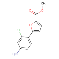 Chemical structure of methyl 5-(4-amino-2-chlorophenyl)furan-2-carboxylate - CSSB00103160773