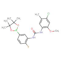 Chemical structure of 3-(4-chloro-2-methoxy-5-methylphenyl)-1-[2-fluoro-5-(4,4,5,5-tetramethyl-1,3,2-dioxaborolan-2-yl)phenyl]urea - CSSB21332086378