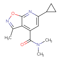 Chemical structure of 6-cyclopropyl-N,N,3-trimethyl-[1,2]oxazolo[5,4-b]pyridine-4-carboxamide - CSSB00103752839