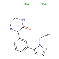 Chemical structure of 3-[3-(1-ethyl-1H-pyrazol-5-yl)phenyl]piperazin-2-one dihydrochloride - CSSB00103147284
