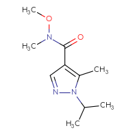 Chemical structure of N-methoxy-N,5-dimethyl-1-(propan-2-yl)-1H-pyrazole-4-carboxamide - CSSB01991839044