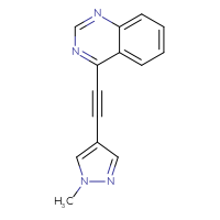 Chemical structure of 4-[2-(1-methyl-1H-pyrazol-4-yl)ethynyl]quinazoline - CSSB21298174006