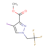 Chemical structure of methyl 4-iodo-1-(2,2,2-trifluoroethyl)-1H-pyrazole-3-carboxylate - CSSB00011161578