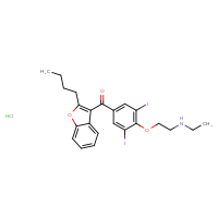 Chemical structure of {2-[4-(2-butyl-1-benzofuran-3-carbonyl)-2,6-diiodophenoxy]ethyl}(ethyl)amine hydrochloride - CSSB00015188504