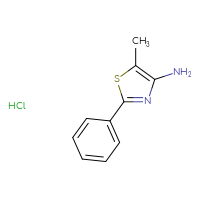 Chemical structure of 5-methyl-2-phenyl-1,3-thiazol-4-amine hydrochloride - CSSB02495338569