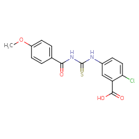 Chemical structure of 2-chloro-5-({[(4-methoxyphenyl)formamido]methanethioyl}amino)benzoic acid - CSSB00102625265