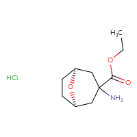 Chemical structure of ethyl (1R,5S)-3-amino-8-oxabicyclo[3.2.1]octane-3-carboxylate hydrochloride - CSSB21043417840