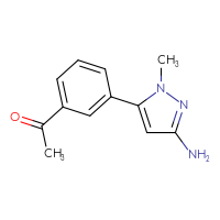 Chemical structure of 1-[3-(3-amino-1-methyl-1H-pyrazol-5-yl)phenyl]ethan-1-one - CSSB00010590201