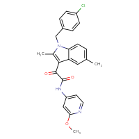 Chemical structure of 2-{1-[(4-chlorophenyl)methyl]-2,5-dimethyl-1H-indol-3-yl}-N-(2-methoxypyridin-4-yl)-2-oxoacetamide - CSSB06595022592