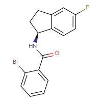 Chemical structure of 2-bromo-N-[(1S)-5-fluoro-2,3-dihydro-1H-inden-1-yl]benzamide - CSSB01136388255