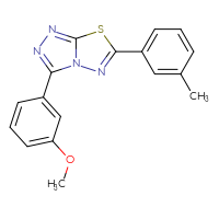 Chemical structure of 3-(3-methoxyphenyl)-6-(3-methylphenyl)-[1,2,4]triazolo[3,4-b][1,3,4]thiadiazole - CSSB00121616703