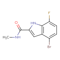 Chemical structure of 4-bromo-7-fluoro-N-methyl-1H-indole-2-carboxamide - CSSB02283620194