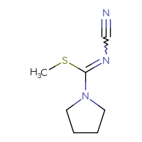 Chemical structure of cyano[(methylsulfanyl)(pyrrolidin-1-yl)methylidene]amine - CSSB00012107991
