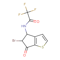 Chemical structure of N-{5-bromo-6-oxo-4H,5H,6H-cyclopenta[b]thiophen-4-yl}-2,2,2-trifluoroacetamide - CSSB00010008549