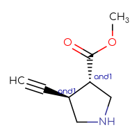 Chemical structure of rac-methyl (3R,4S)-4-ethynylpyrrolidine-3-carboxylate - CSSB21291562627