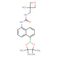 Chemical structure of 3-[(3-methyloxetan-3-yl)methyl]-1-[5-(4,4,5,5-tetramethyl-1,3,2-dioxaborolan-2-yl)naphthalen-1-yl]urea - CSSB21332136363