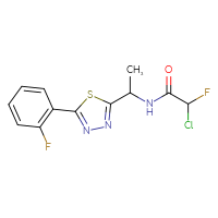 Chemical structure of 2-chloro-2-fluoro-N-{1-[5-(2-fluorophenyl)-1,3,4-thiadiazol-2-yl]ethyl}acetamide - CSSB21332054885