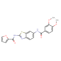 Chemical structure of N-[6-(3,4-dimethoxybenzamido)-1,3-benzothiazol-2-yl]furan-2-carboxamide - CSSB00121599077