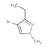 Chemical structure of 4-bromo-3-ethyl-1-methyl-1H-pyrazole - CSSB00012396458
