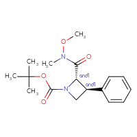 Chemical structure of rac-tert-butyl (2R,3R)-2-[methoxy(methyl)carbamoyl]-3-phenylazetidine-1-carboxylate - CSSB21291563815