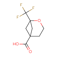 Chemical structure of 1-(trifluoromethyl)-2-oxabicyclo[3.1.1]heptane-5-carboxylic acid - CSSB06641054068