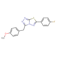 Chemical structure of 6-(4-fluorophenyl)-3-[(4-methoxyphenyl)methyl]-[1,2,4]triazolo[3,4-b][1,3,4]thiadiazole - CSSB00121636968