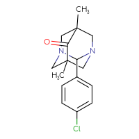 Chemical structure of 2-(4-chlorophenyl)-5,7-dimethyl-1,3-diazatricyclo[3.3.1.1³,⁷]decan-6-one - CSSB00121733161