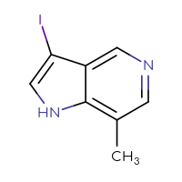 Chemical structure of 3-iodo-7-methyl-1H-pyrrolo[3,2-c]pyridine - CSSB00010206809