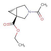 Chemical structure of ethyl (1S,5S)-3-acetyl-3-azabicyclo[3.1.0]hexane-1-carboxylate - CSSB02593261883