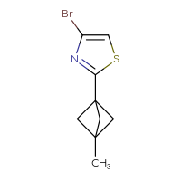 Chemical structure of 4-bromo-2-{3-methylbicyclo[1.1.1]pentan-1-yl}-1,3-thiazole - CSSB06358980111