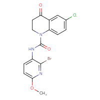 Chemical structure of N-(2-bromo-6-methoxypyridin-3-yl)-6-chloro-4-oxo-1,2,3,4-tetrahydroquinoline-1-carboxamide - CSSB21531616570