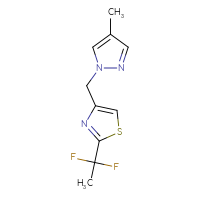 Chemical structure of 2-(1,1-difluoroethyl)-4-[(4-methyl-1H-pyrazol-1-yl)methyl]-1,3-thiazole - CSSB06267987135