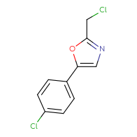 Chemical structure of 2-(chloromethyl)-5-(4-chlorophenyl)-1,3-oxazole - CSSB00000185251