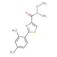 Chemical structure of 2-(2,4-dimethylphenyl)-N-methoxy-N-methyl-1,3-thiazole-4-carboxamide - CSSB01395046543
