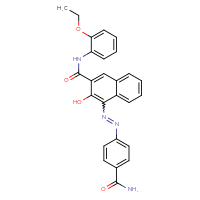 Chemical structure of 4-[2-(4-carbamoylphenyl)diazen-1-yl]-N-(2-ethoxyphenyl)-3-hydroxynaphthalene-2-carboxamide - CSSB03549785312