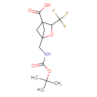 Chemical structure of 1-({[(tert-butoxy)carbonyl]amino}methyl)-3-(trifluoromethyl)-2-oxabicyclo[2.1.1]hexane-4-carboxylic acid - CSSB02495364832
