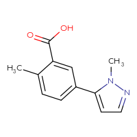 Chemical structure of 2-methyl-5-(1-methyl-1H-pyrazol-5-yl)benzoic acid - CSSB00012257466