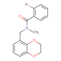Chemical structure of 2-bromo-N-[(2,3-dihydro-1,4-benzodioxin-5-yl)methyl]-N-methylbenzamide - CSSB21432548338
