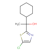 Chemical structure of 1-(5-chloro-1,3-thiazol-2-yl)-1-cyclohexylethan-1-ol - CSSB02497119648