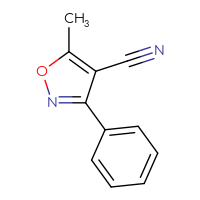 Chemical structure of 5-methyl-3-phenyl-1,2-oxazole-4-carbonitrile - CSSB00000075223